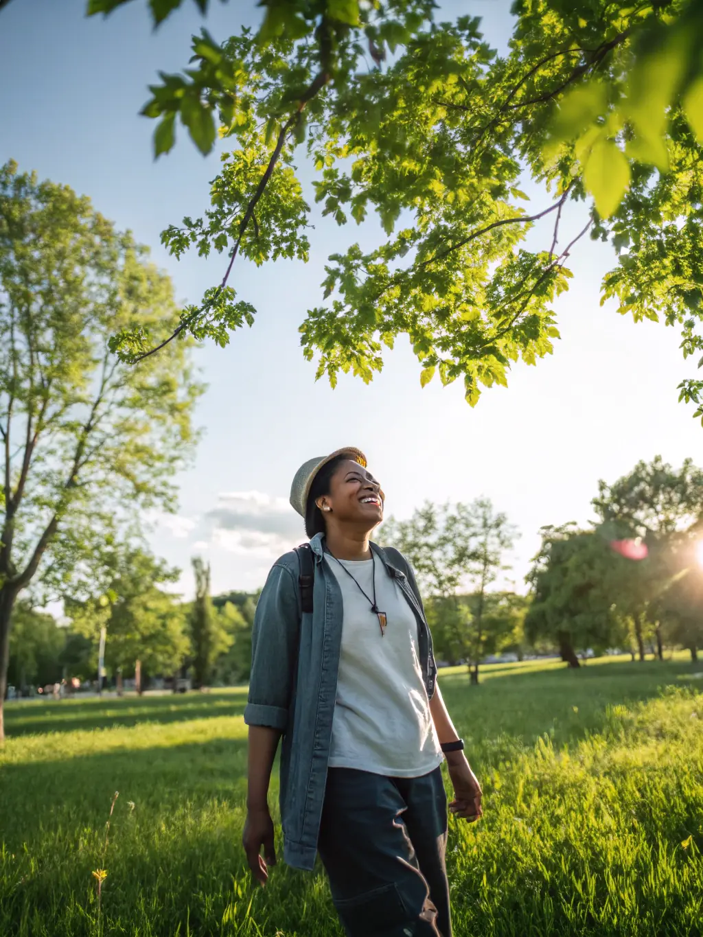 A serene image of a foreigner in Colombia, smiling confidently while hiking in a lush, green landscape, symbolizing the peace of mind that comes with having reliable health insurance.